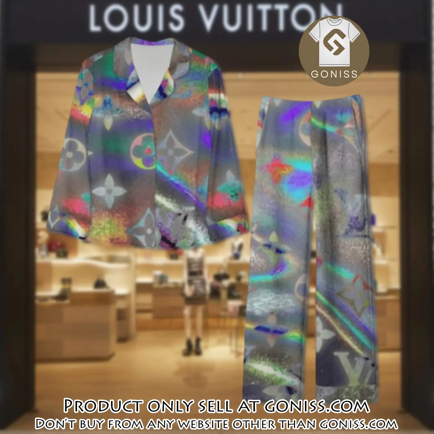 Trending luxury lv satin pajama set pjs1072 gn1206027